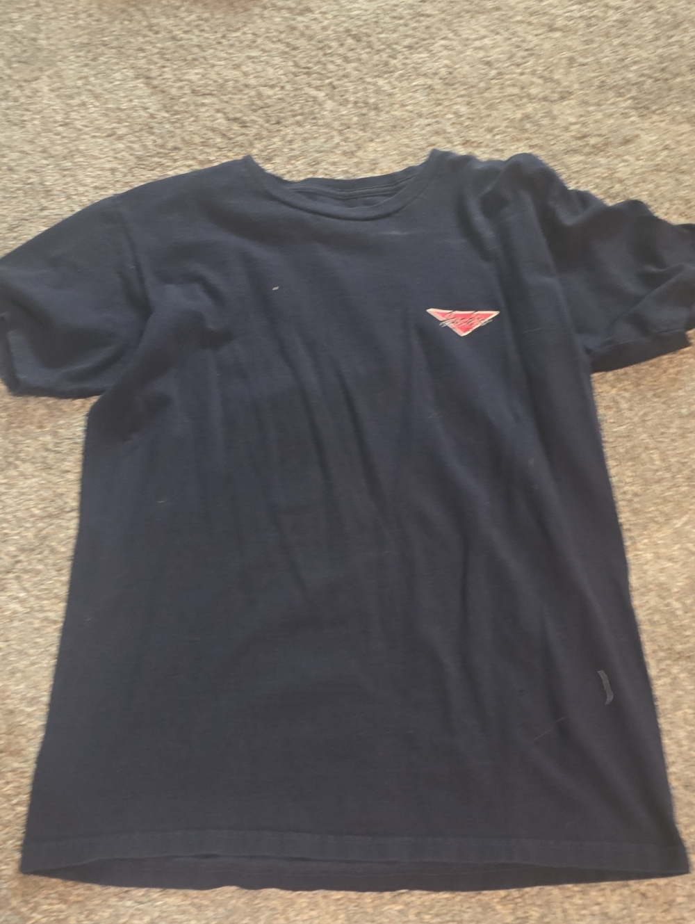 Vans Short Sleeve Tee in Navy with Small Red Logo